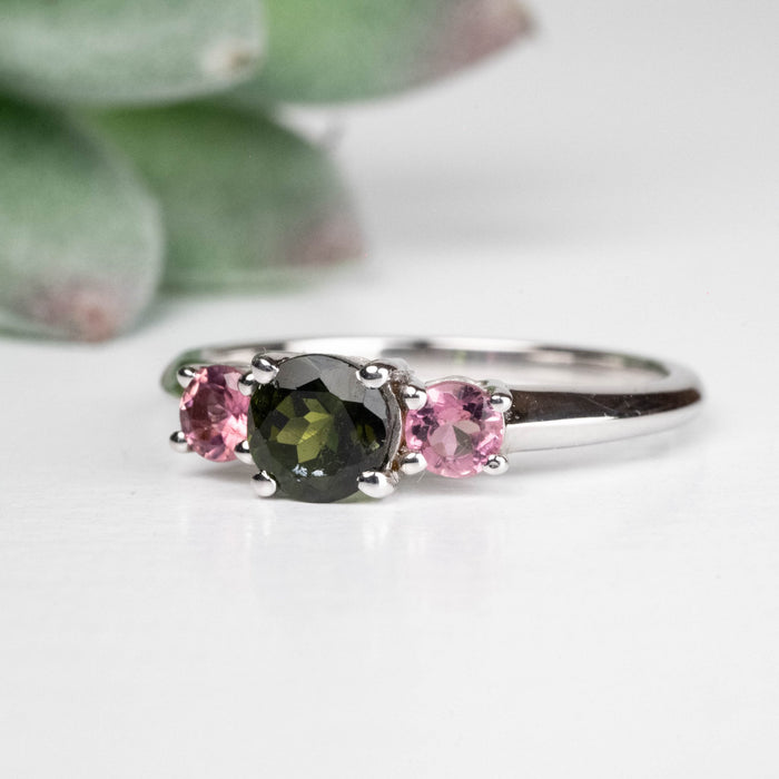 Tourmaline Ring 2.5mm - 4.5mm Size 7 .925 Silver - InnerVision Crystals