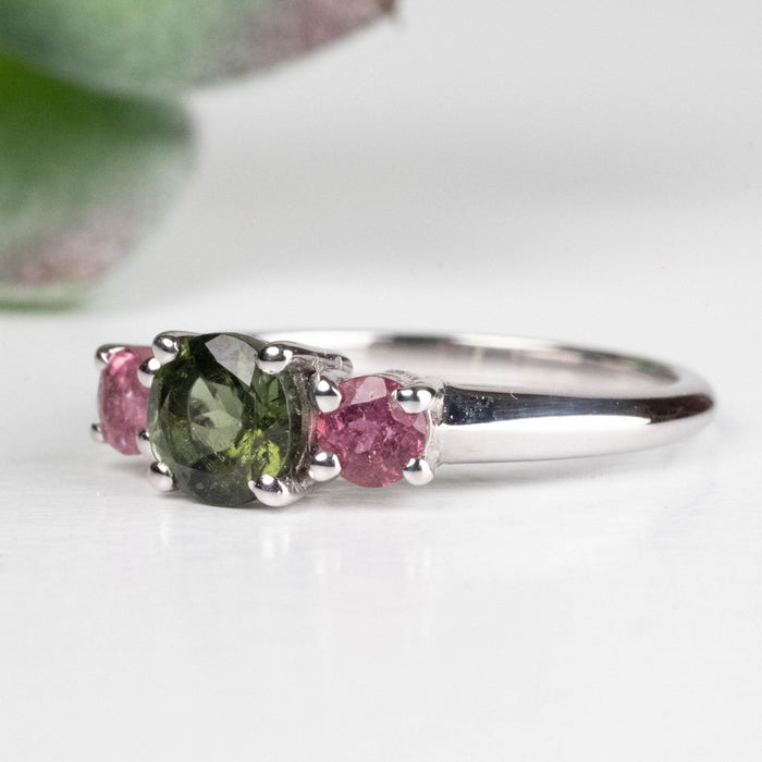 Tourmaline Ring 3mm - 5mm Size 5 .925 Silver - InnerVision Crystals