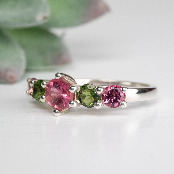 Tourmaline Ring 3mm - 5mm Size 5 .925 Silver - InnerVision Crystals