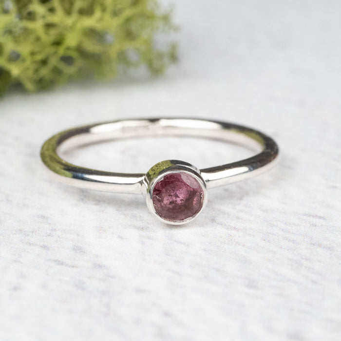 Tourmaline Ring 4mm Size 7 .925 Silver - InnerVision Crystals