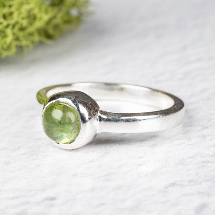 Tourmaline Ring 5mm Size 4 .925 Silver - InnerVision Crystals