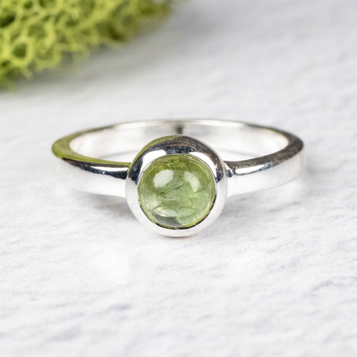 Tourmaline Ring 5mm Size 4 .925 Silver - InnerVision Crystals