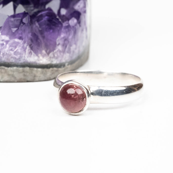 Tourmaline Ring 6mm Size 7.5 .925 Silver - InnerVision Crystals