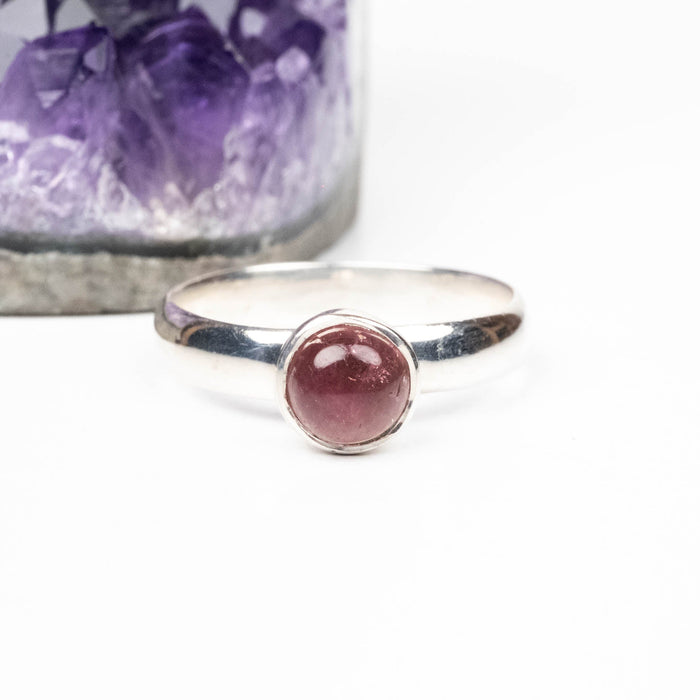 Tourmaline Ring 6mm Size 7.5 .925 Silver - InnerVision Crystals