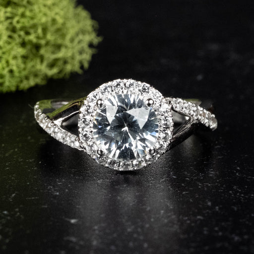 White Zircon 7mm + accents 18K Gold Size 6 - InnerVision Crystals