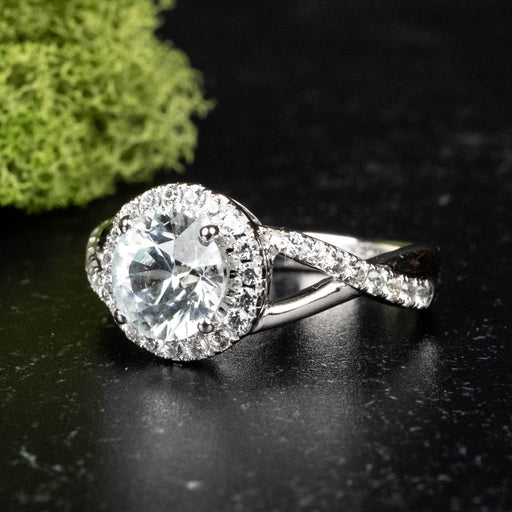 White Zircon 7mm + accents 18K Gold Size 6 - InnerVision Crystals