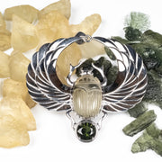 XL Libyan Desert Glass + Moldavite Scarab Pendant - InnerVision Crystals