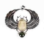 XL Libyan Desert Glass + Moldavite Scarab Pendant - InnerVision Crystals