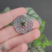 Flower of Life Pendant | Moldavite Gemstone .925 Silver - InnerVision Crystals
