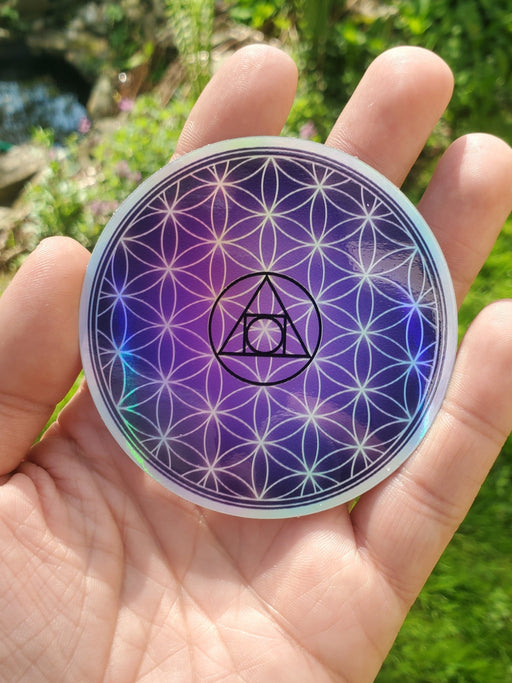 Alchemical Flower of Life Holographic Sticker 3" - InnerVision Crystals