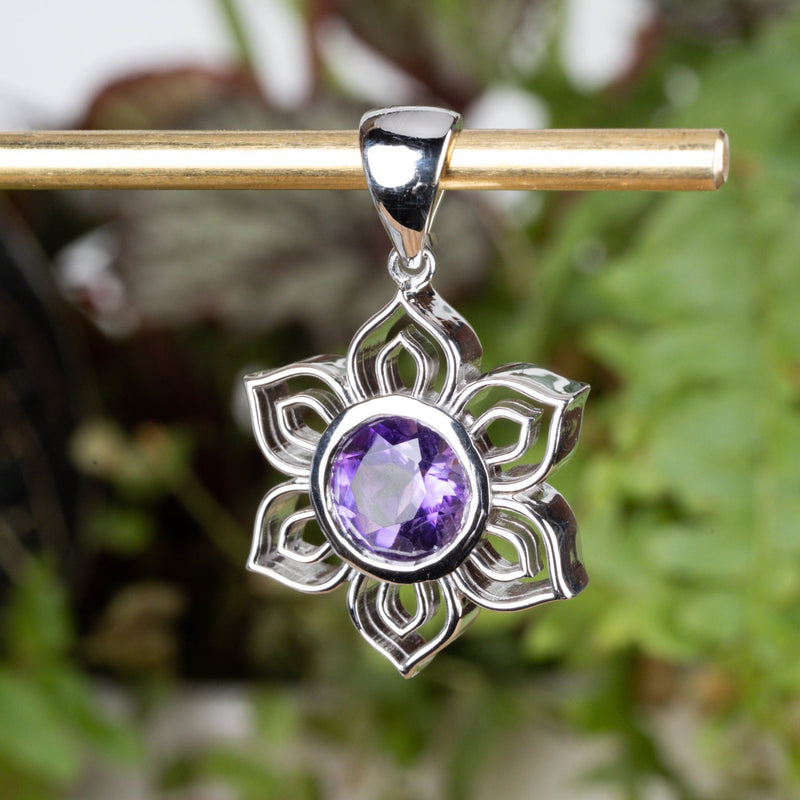 Lotus Pendant | Amethyst .925 Silver - InnerVision Crystals