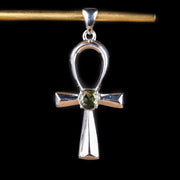 Ankh Pendant | Moldavite Gemstone .925 Silver - InnerVision Crystals