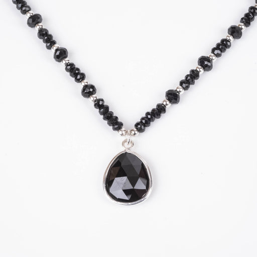 Black Spinel Necklace .925 19.5" Adjustable - InnerVision Crystals