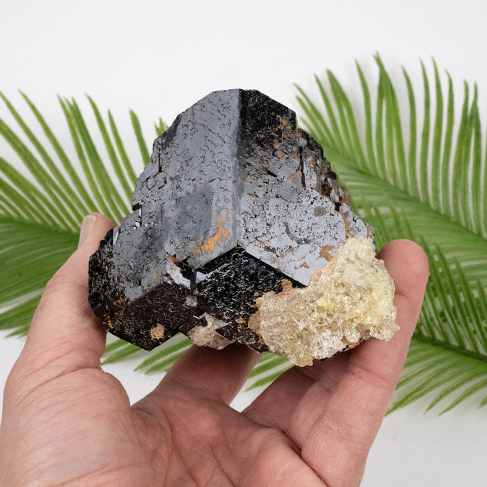 Black Tourmaline 1355 g / 2.9+ lbs 130x86mm + Hyalite Opal - InnerVision Crystals