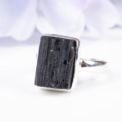 Black Tourmaline 13x10mm Ring Size 9 - InnerVision Crystals