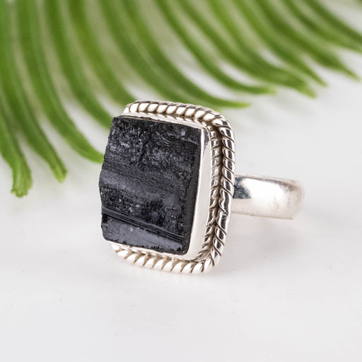Black Tourmaline Ring 13x9mm Size 8 - InnerVision Crystals