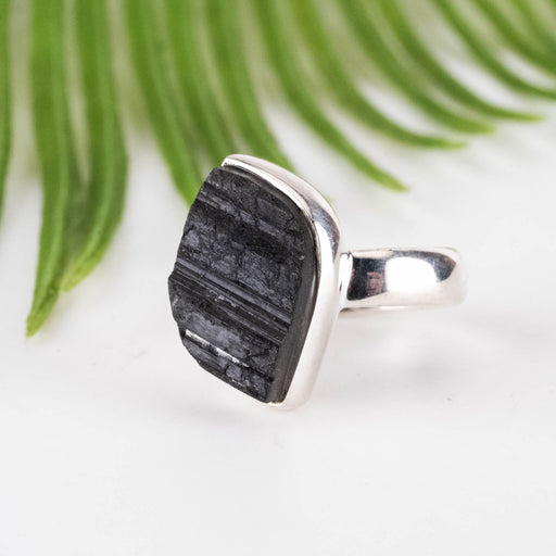 Black Tourmaline Ring 15x9mm Size 4 - InnerVision Crystals