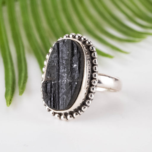 Black Tourmaline Ring 17x10mm Size 7 - InnerVision Crystals