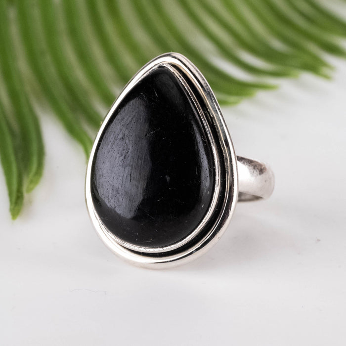 Black Tourmaline Ring 20x14mm Size 8 - InnerVision Crystals