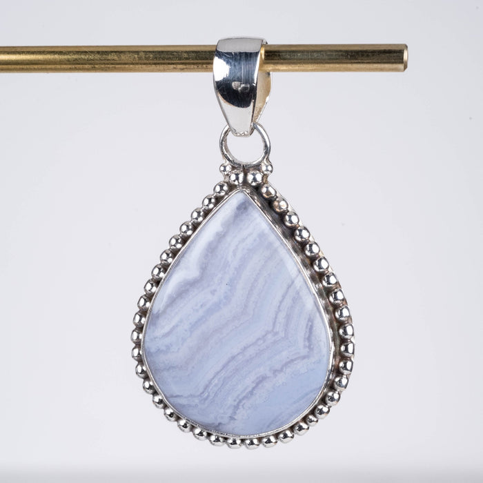 Blue Lace Agate Pendant 8.14 g 42x23mm - InnerVision Crystals