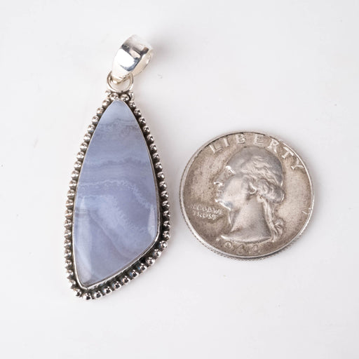 Blue Lace Agate Pendant 8.99 g 52x18mm - InnerVision Crystals