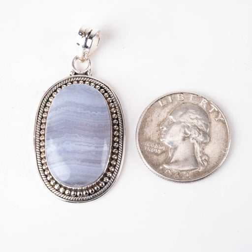 Blue Lace Agate Pendant 9.36 g 47x23mm - InnerVision Crystals
