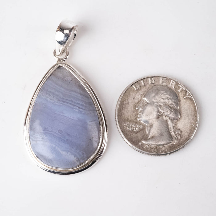 Blue Lace Agate Pendant 9.92 g 47x24mm - InnerVision Crystals