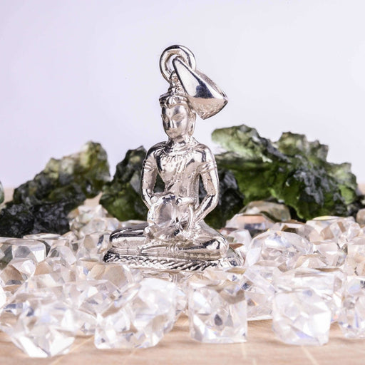 Buddha Pendant | Herkimer Diamond Gemstone .925 Silver - InnerVision Crystals