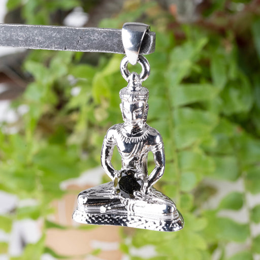 Buddha Pendant Silver | Moldavite Gemstone - InnerVision Crystals