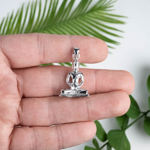 Buddha Silver Pendant | Herkimer Diamond Gemstone - InnerVision Crystals