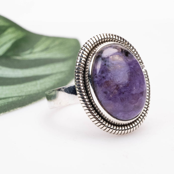 Charoite Ring 16x12mm Size 7 - InnerVision Crystals