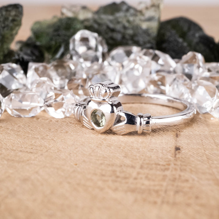 Claddagh Ring | Moldavite Gemstone NEW DESIGN - InnerVision Crystals