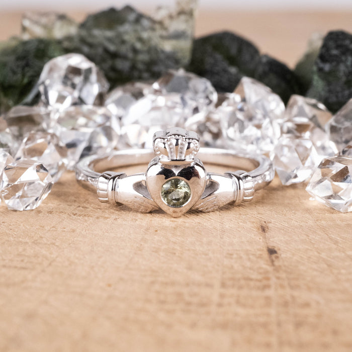 Claddagh Ring | Moldavite Gemstone NEW DESIGN - InnerVision Crystals