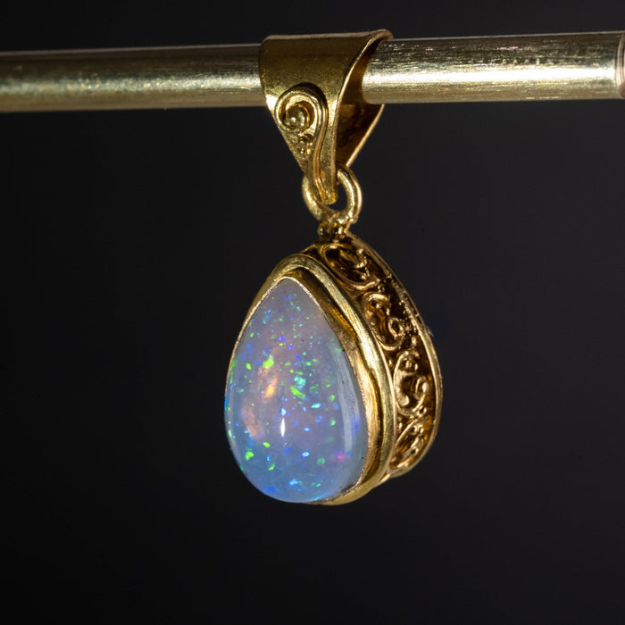 Ethiopian Opal Pendant 1.60 ct 19x8mm 18k Gold - InnerVision Crystals
