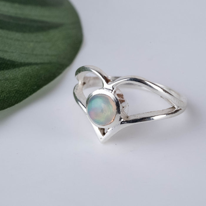 Ethiopian Opal Ring 5mm Size 5 - InnerVision Crystals