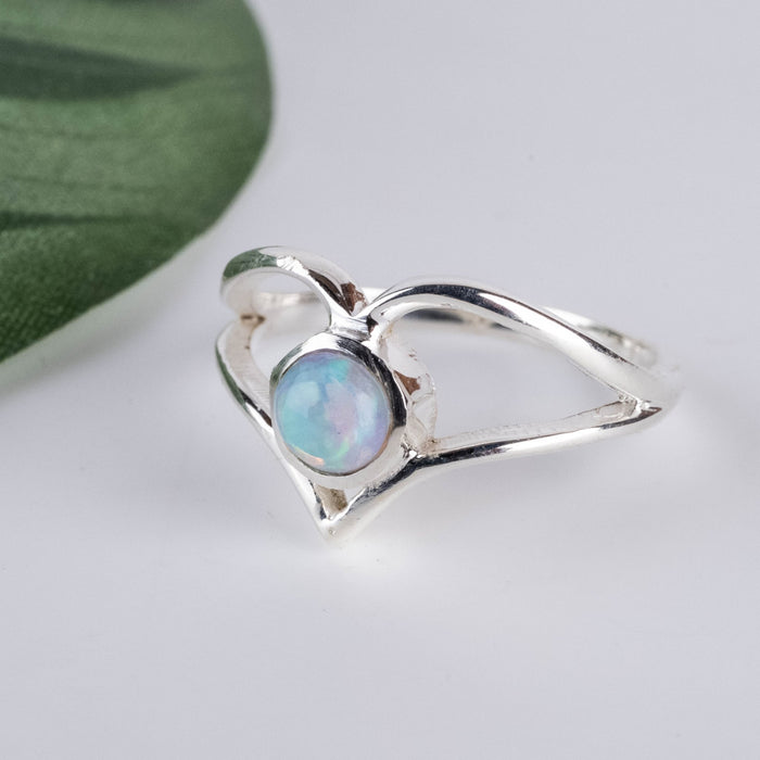 Ethiopian Opal Ring 5mm Size 6 - InnerVision Crystals
