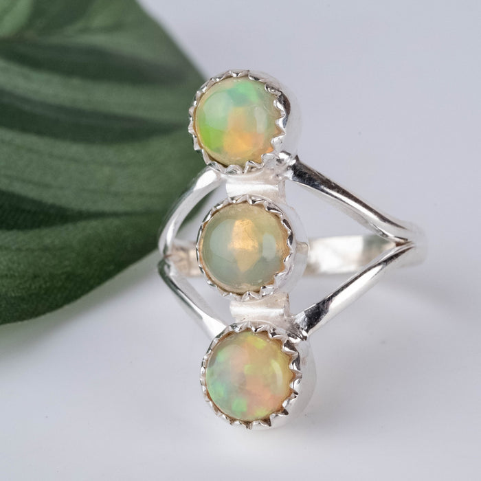 Ethiopian Opal Ring 6-7mm Size 5.5 - InnerVision Crystals