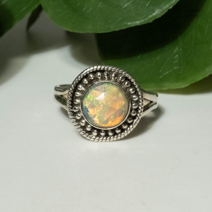 Ethiopian Opal Ring 9mm Size 10 - InnerVision Crystals