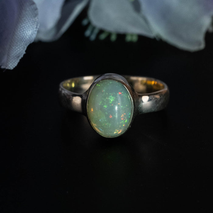 Ethiopian Opal Ring 9x7mm Size 5 - InnerVision Crystals