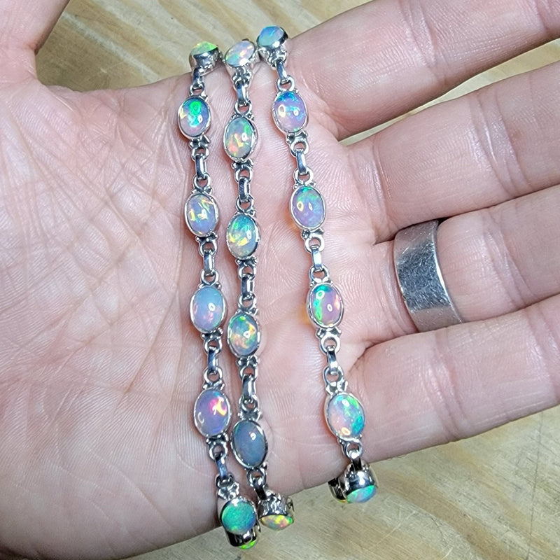 Ethiopian Opal Silver Bracelet 7" - InnerVision Crystals