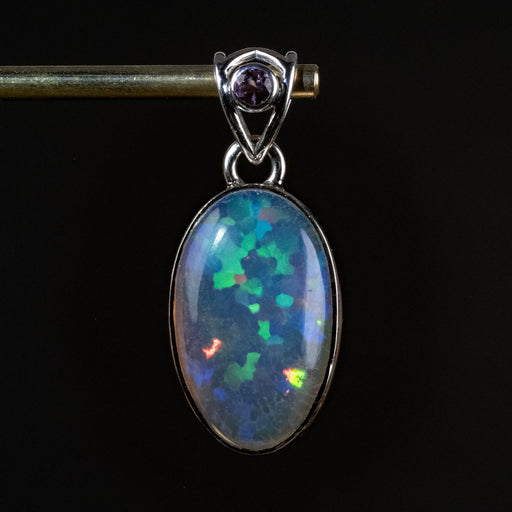 Ethiopian Opal w/ Tourmaline Pendant 4.13 g 32x14mm - InnerVision Crystals