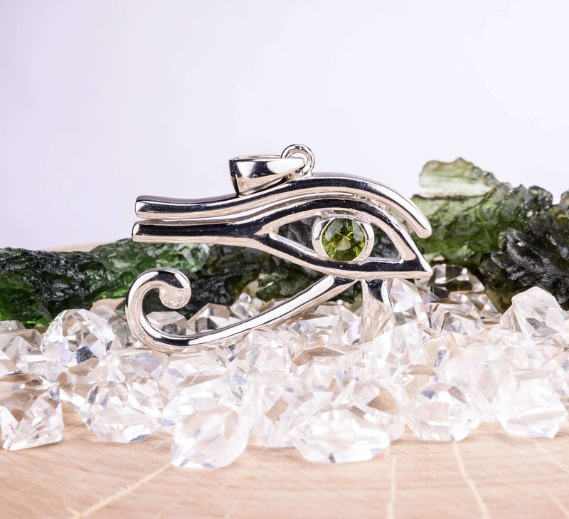Eye of Horus Pendant | Moldavite Gemstone - InnerVision Crystals