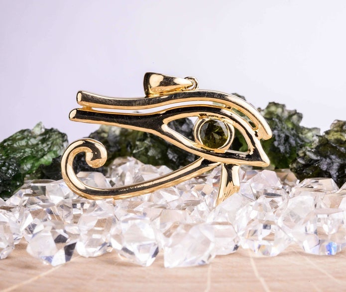 Eye of Ra Pendant Gold | Moldavite Gemstone - InnerVision Crystals