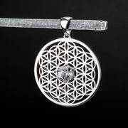Flower of Life Pendant | Herkimer Diamond Quartz .925 Silver - InnerVision Crystals