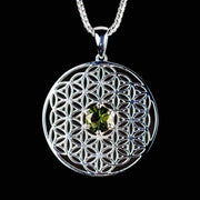 Flower of Life Pendant | Moldavite Gemstone .925 Silver - InnerVision Crystals