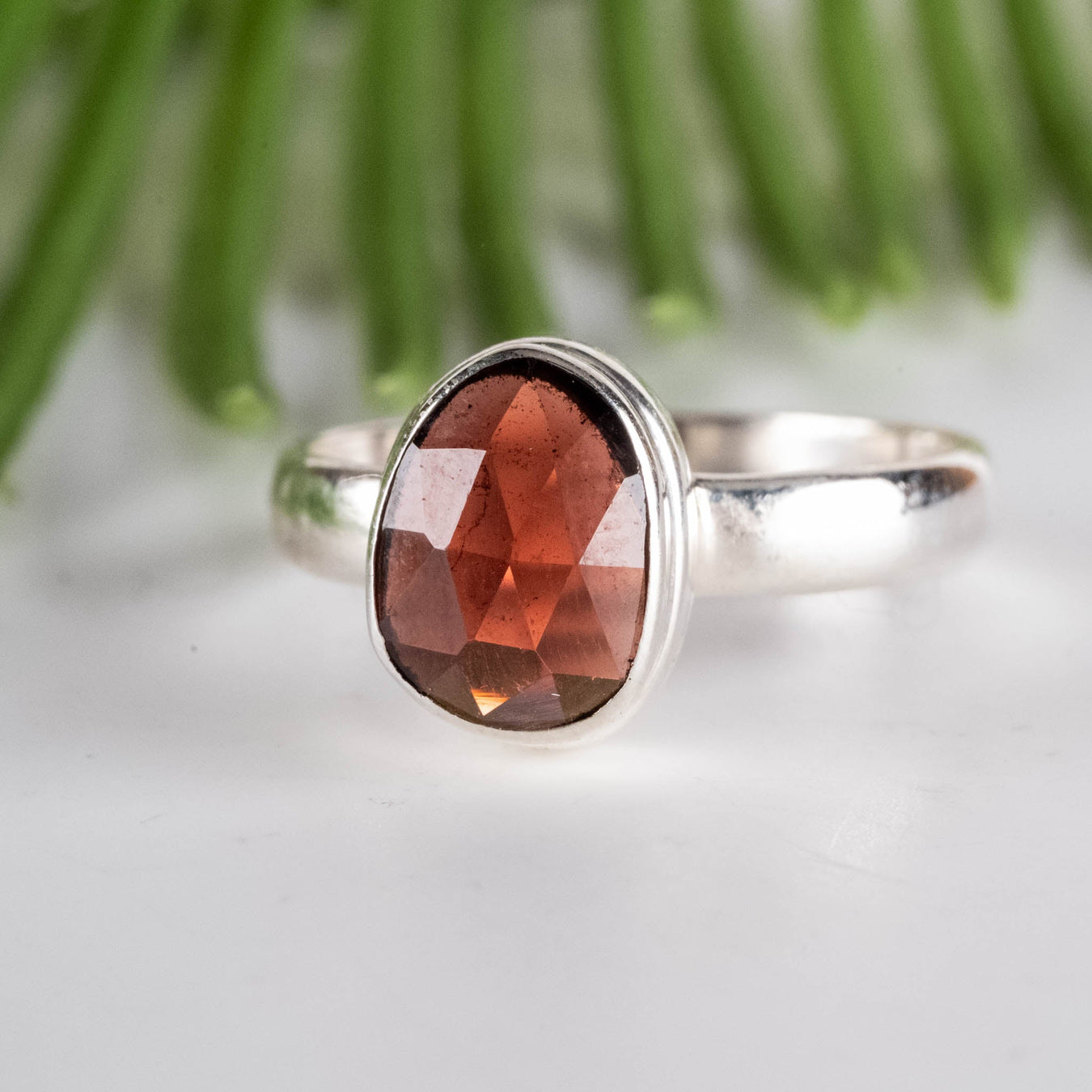 Garnet Ring 9x7mm Size 7.5 - InnerVision Crystals