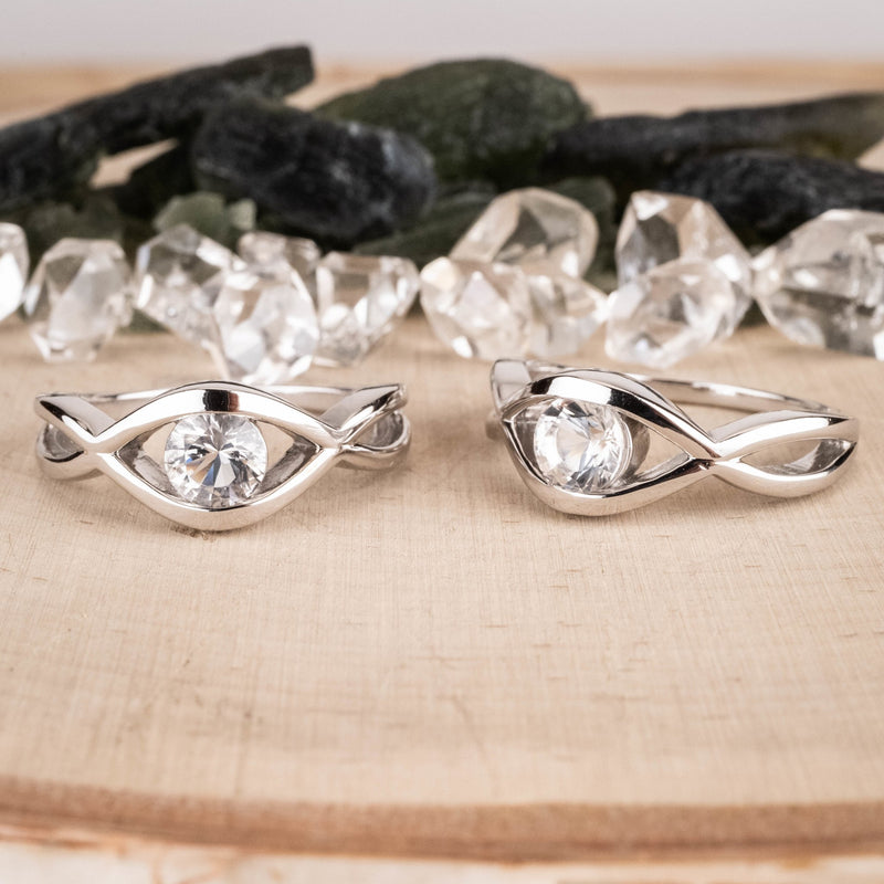 Herkimer Diamond Quartz Gemstone Eye Ring .925 Silver - InnerVision Crystals