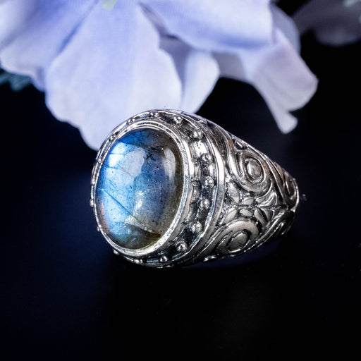 Labradorite Ring 15x10mm Size 8 - InnerVision Crystals
