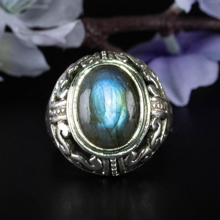 Labradorite Ring 15x12mm Size 12 - InnerVision Crystals