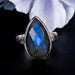 Labradorite Ring 17x10mm Size 6.5 - InnerVision Crystals